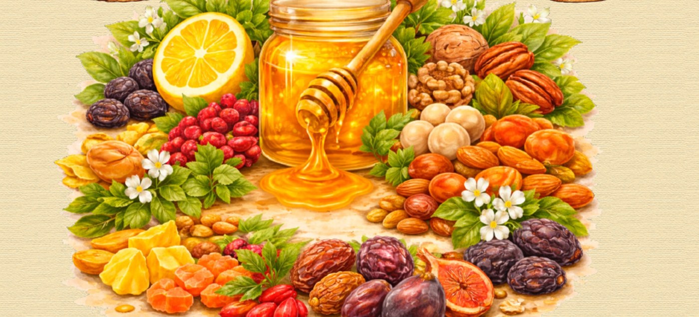Honey, lemon, premium nuts and dried fruits used across the COZENO collection